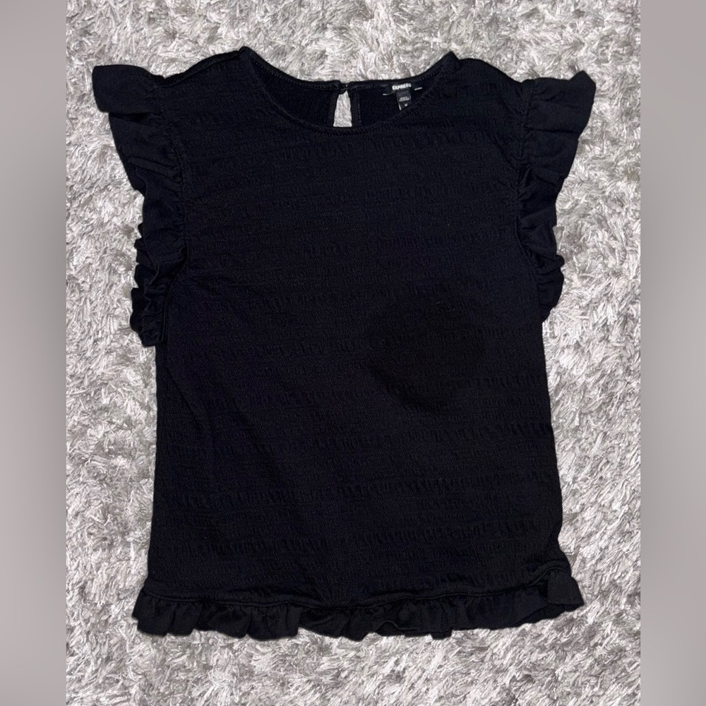 Express Black Ruffle Sleeve Blouse